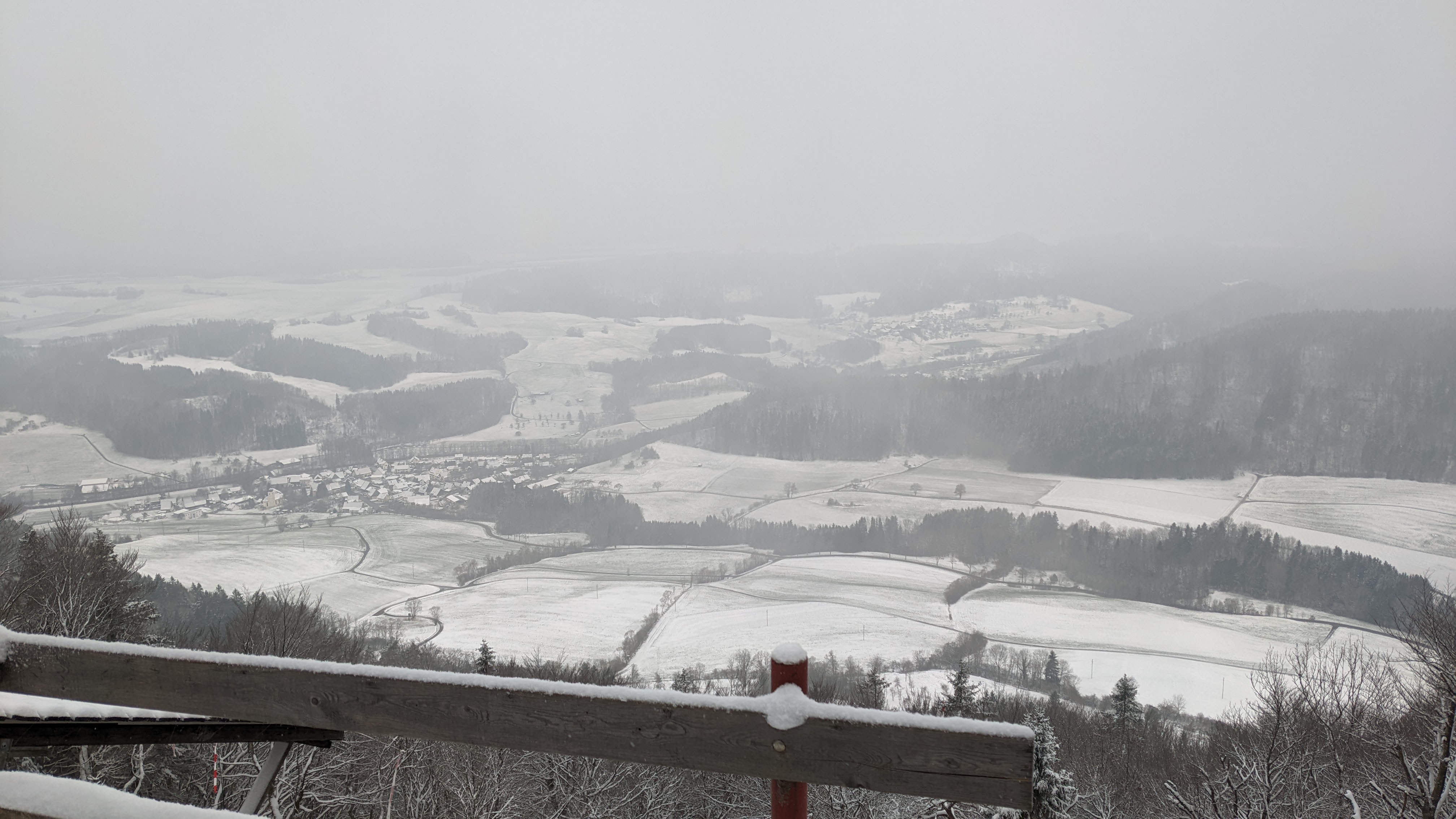 Winter panorama from the viewpoint above Blumberg