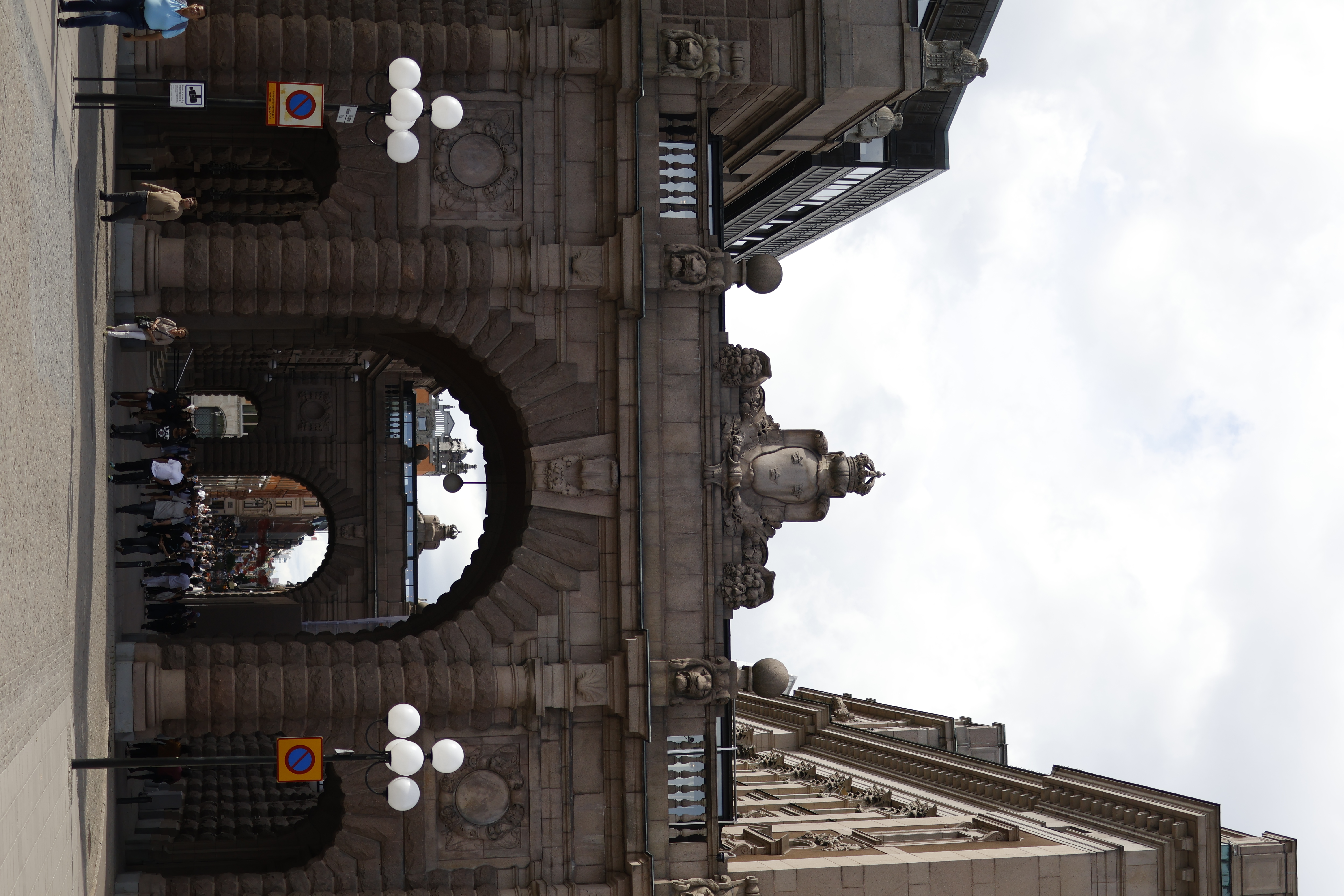 Grand entrance with globe lanterns