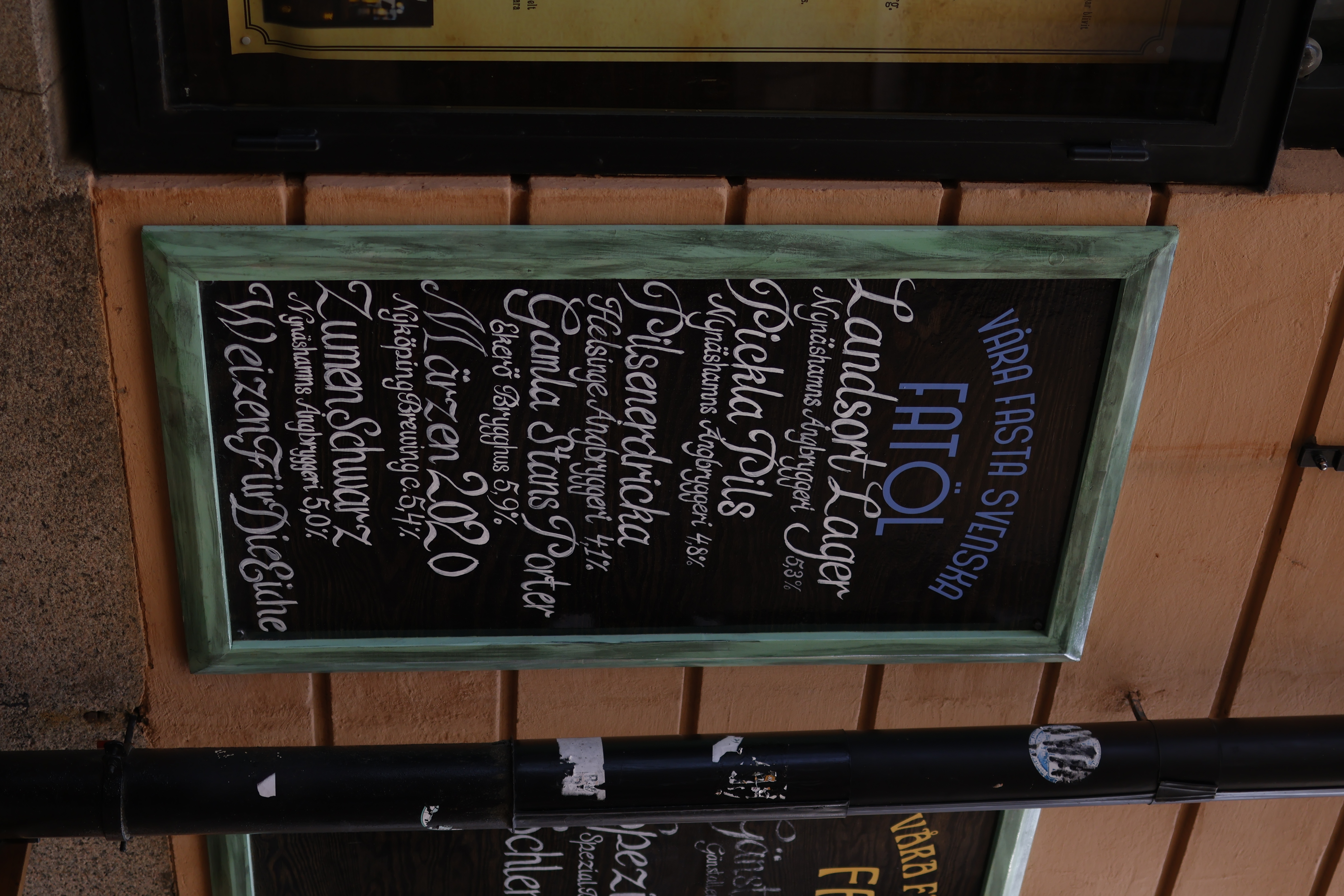 Swedish pub beer menu