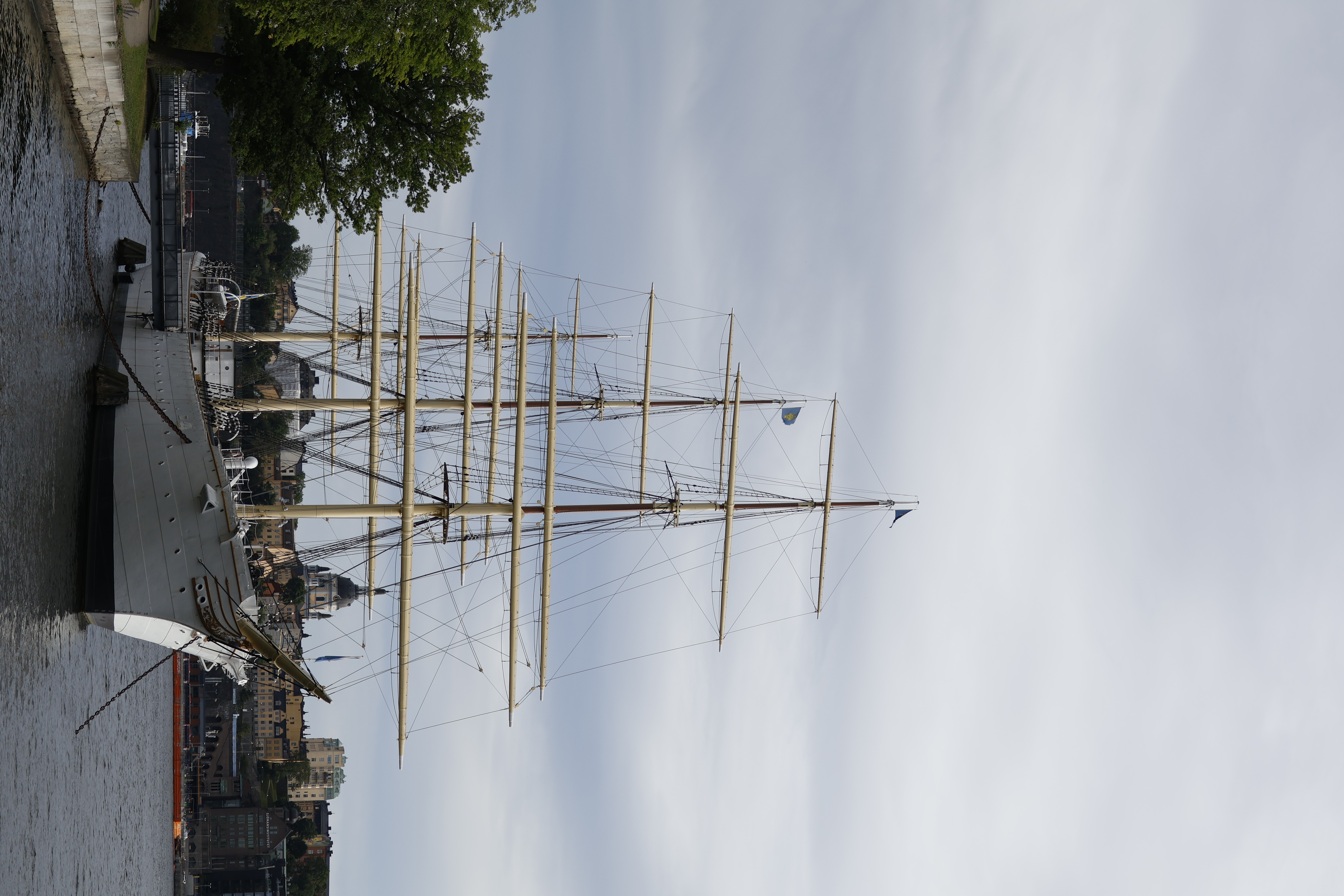 Tall ship masts in Stockholm harbour